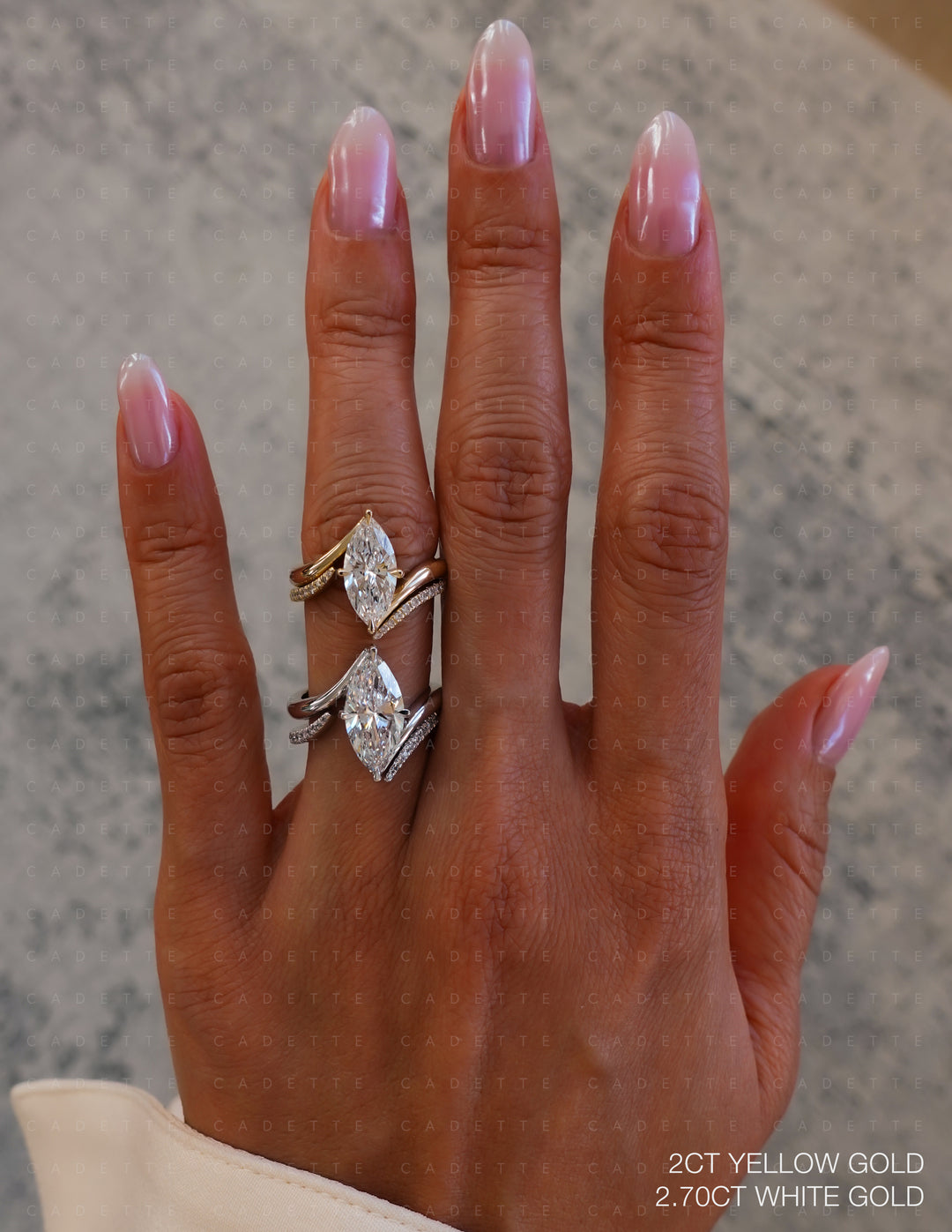 SET — VERTICAL MARQUISE (Prong) Rapture Ring & Band