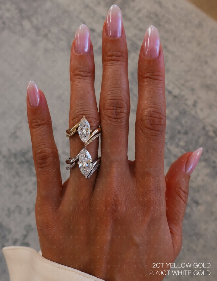 SET — VERTICAL MARQUISE (Prong) Rapture Ring & Band