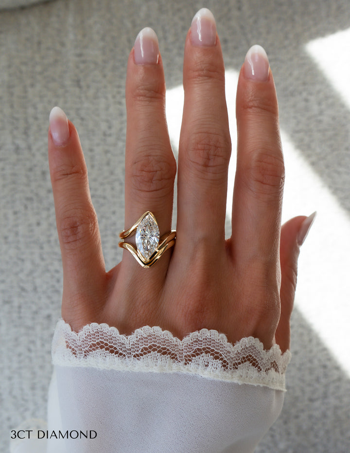SET — VERTICAL MARQUISE (Half Bezel) Rapture Ring & Band