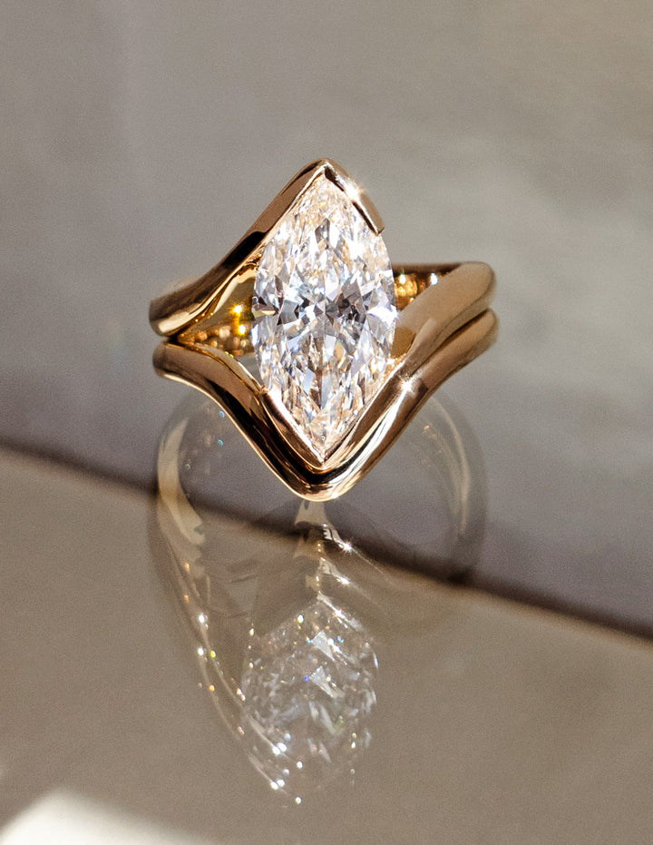 SET — VERTICAL MARQUISE (Half Bezel) Rapture Ring & Band