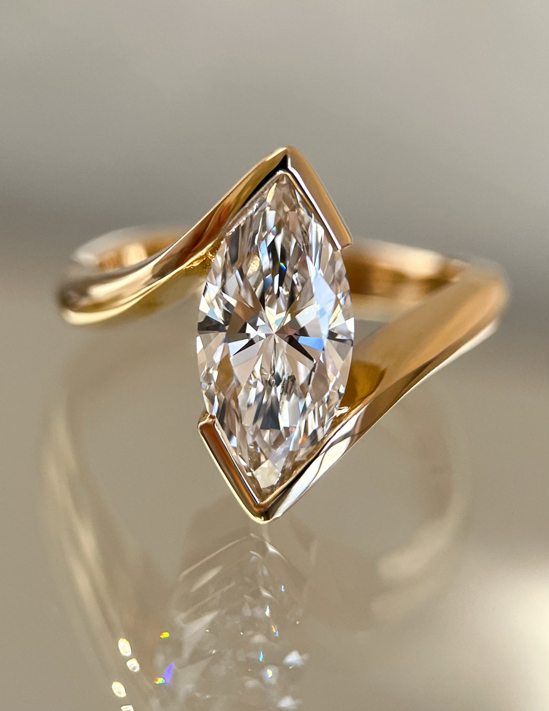 VERTICAL Marquise Rapture Ring — Half Bezel Setting