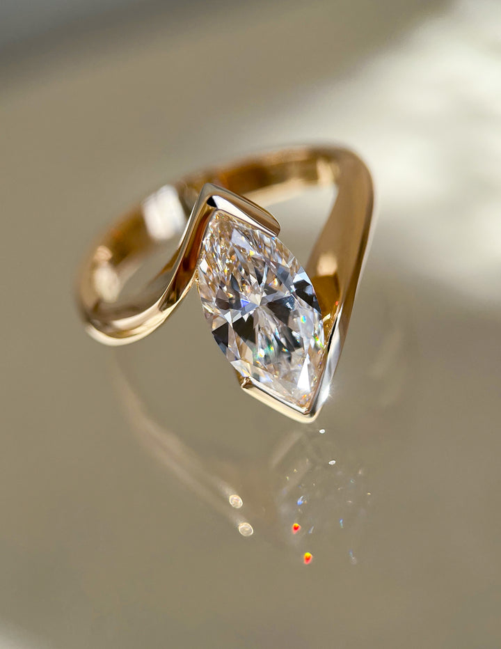 VERTICAL Marquise Rapture Ring — Half Bezel Setting