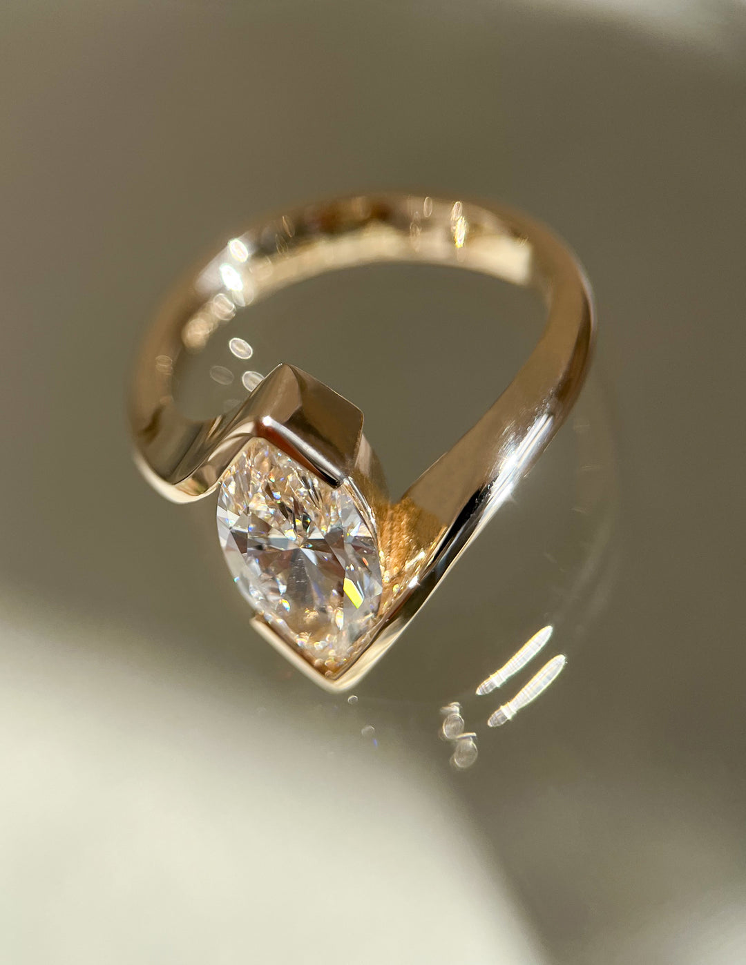 VERTICAL Marquise Rapture Ring — Half Bezel Setting