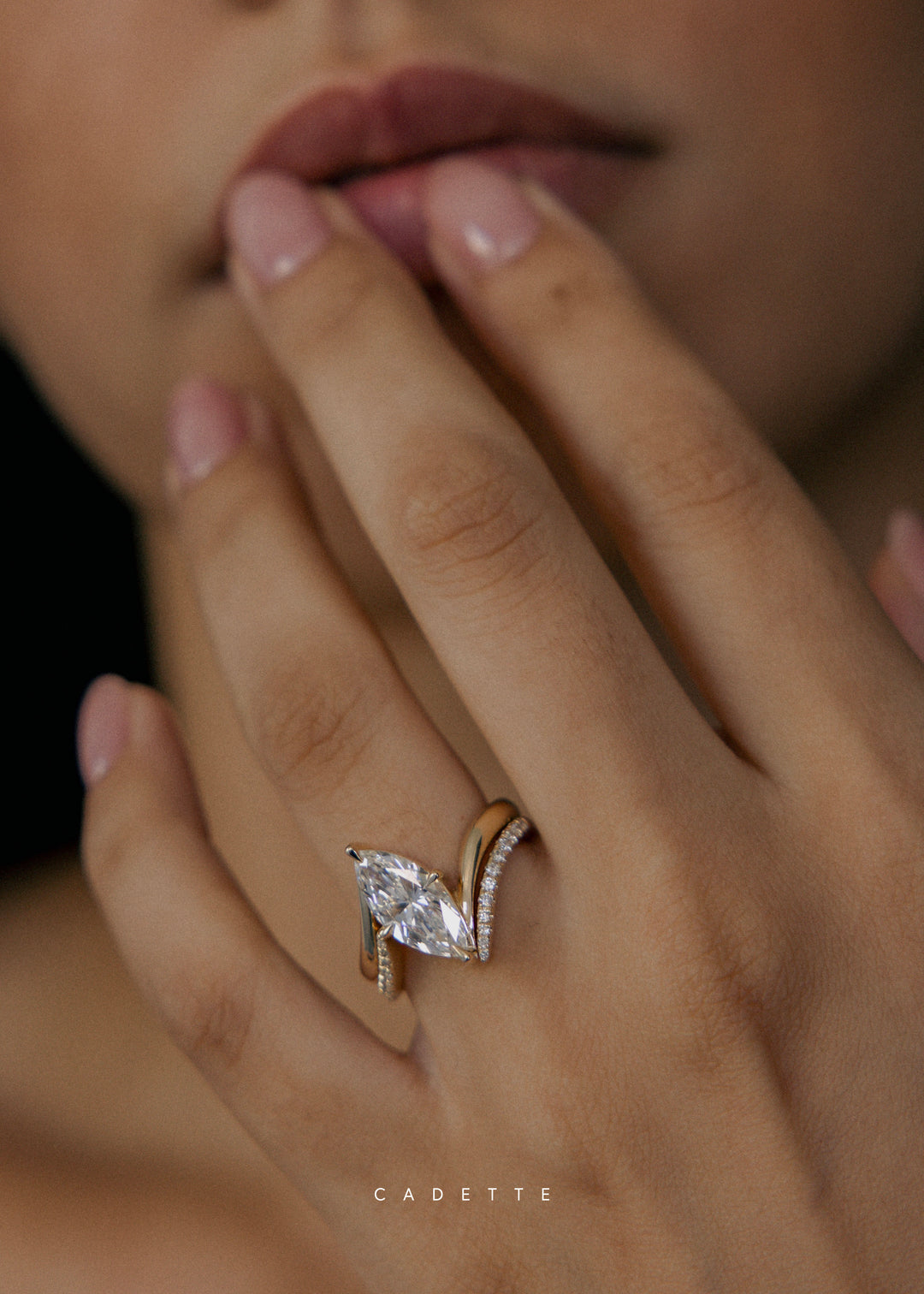 SET — VERTICAL MARQUISE (Prong) Rapture Ring & Band