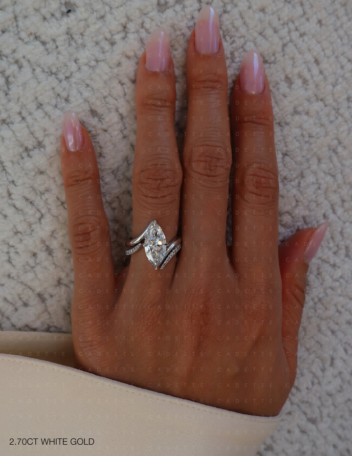 SET — VERTICAL MARQUISE (Prong) Rapture Ring & Band