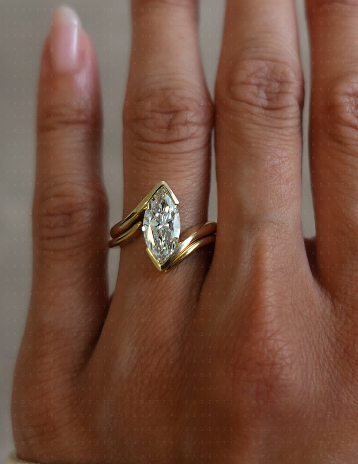 SET — VERTICAL MARQUISE (Half Bezel) Rapture Ring & Band