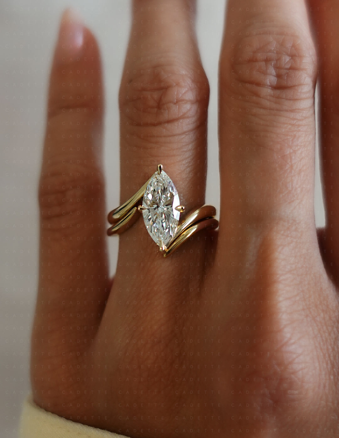 SET — VERTICAL MARQUISE (Prong) Rapture Ring & Band