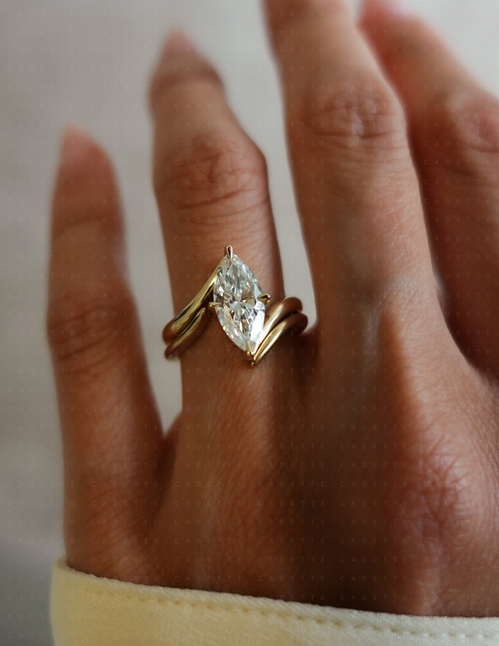 SET — VERTICAL MARQUISE (Prong) Rapture Ring & Band