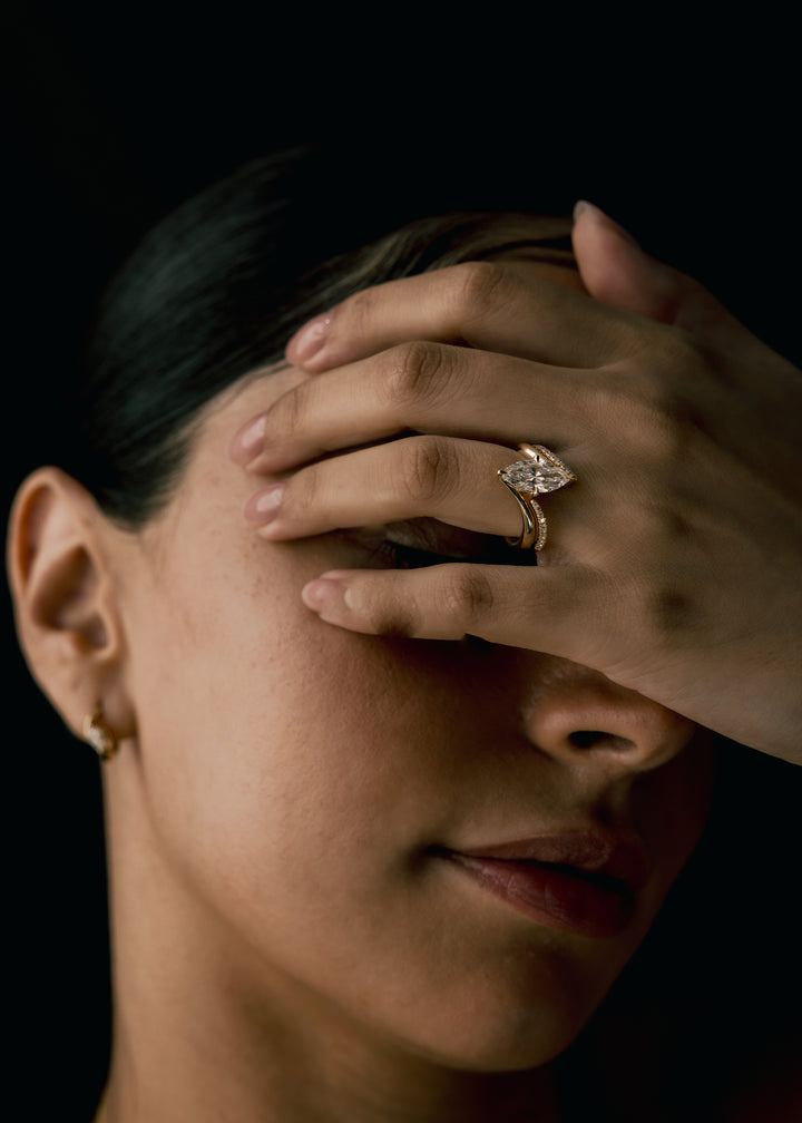 SET — VERTICAL MARQUISE (Prong) Rapture Ring & Band