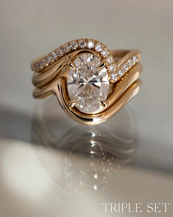 SET — VERTICAL OVAL Rapture Ring & Band