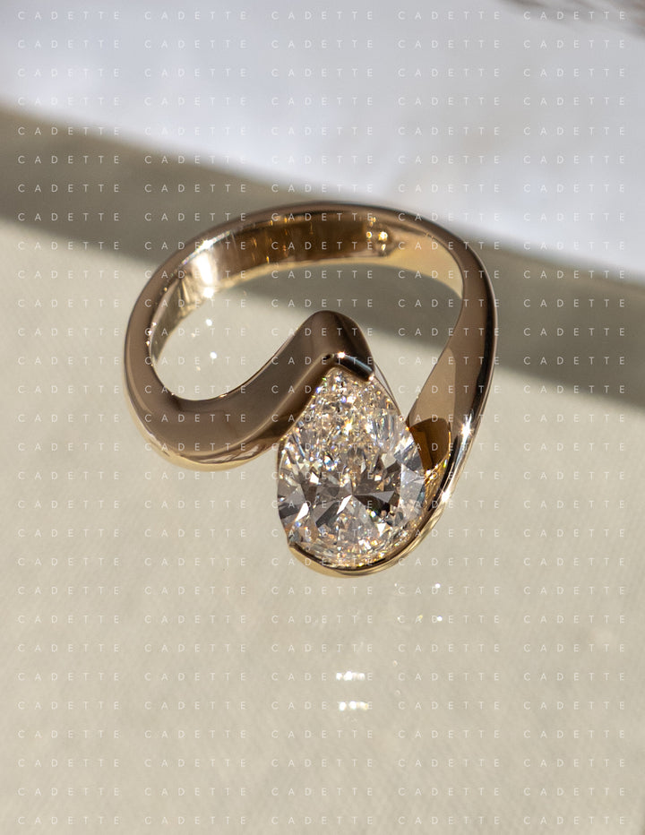 VERTICAL Pear Rapture Ring — Half Bezel Setting