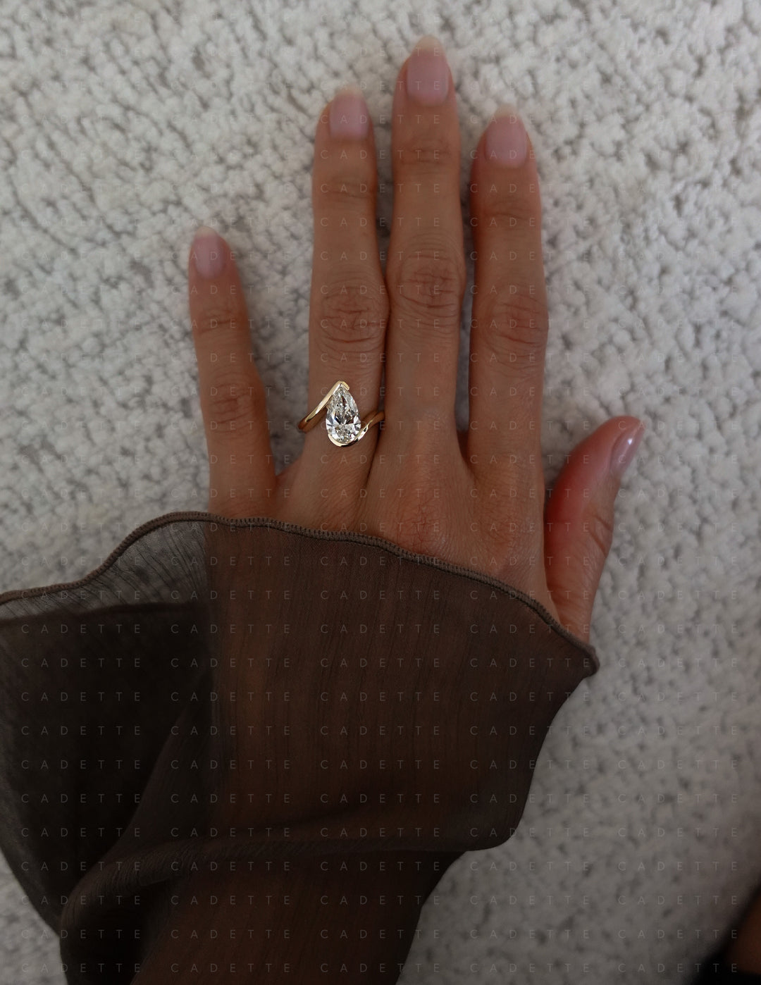VERTICAL Pear Rapture Ring — Half Bezel Setting