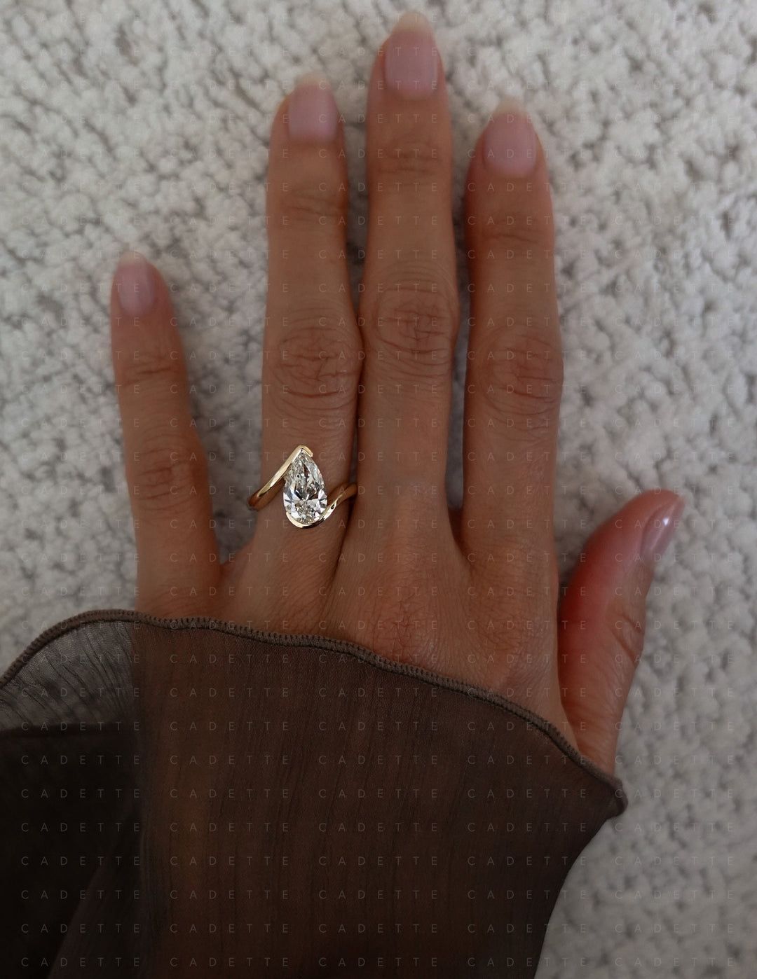 VERTICAL Pear Rapture Ring — Half Bezel Setting
