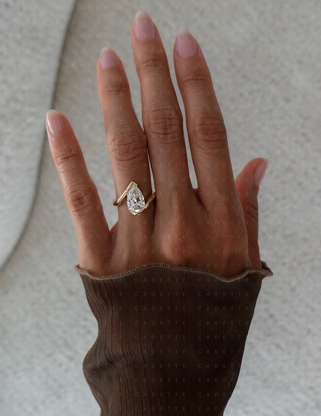 VERTICAL Pear Rapture Ring — Half Bezel Setting