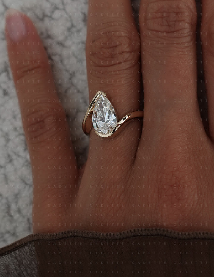VERTICAL Pear Rapture Ring — Half Bezel Setting