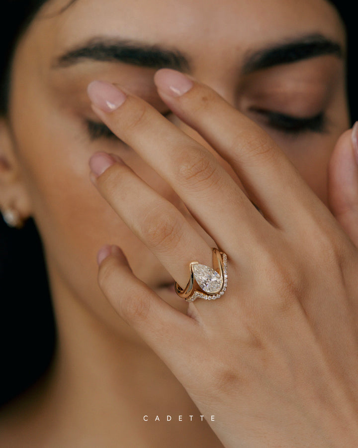 VERTICAL Pear Rapture Ring — Half Bezel Setting