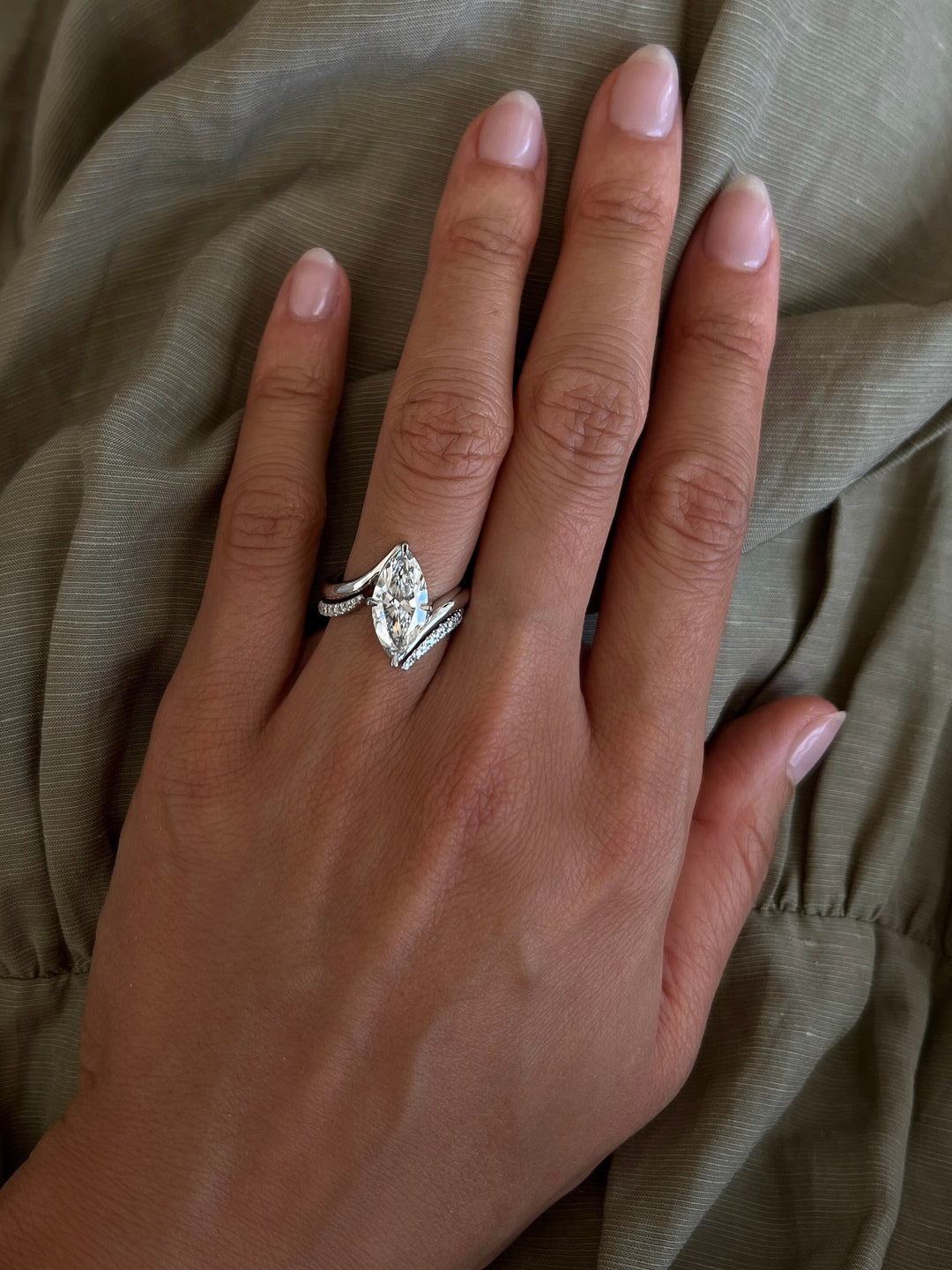 SET — 3CT VERTICAL Marquise Rapture Ring & Wrap Pavé Band (READY TO SHIP)