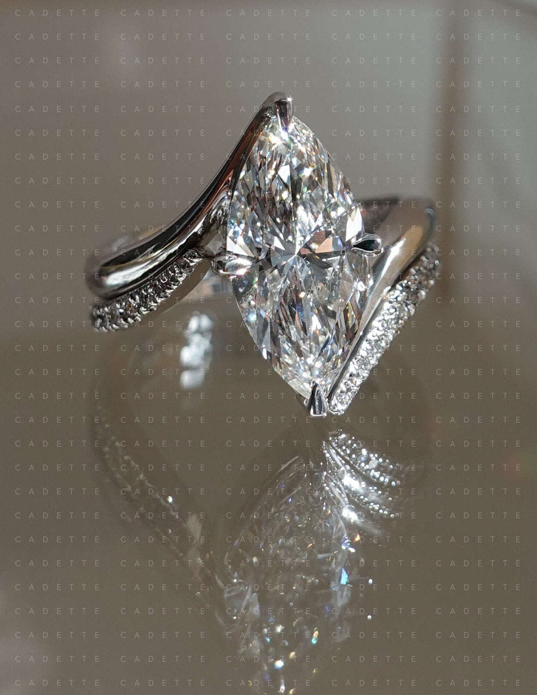 SET — 3CT VERTICAL Marquise Rapture Ring & Wrap Pavé Band (READY TO SHIP)
