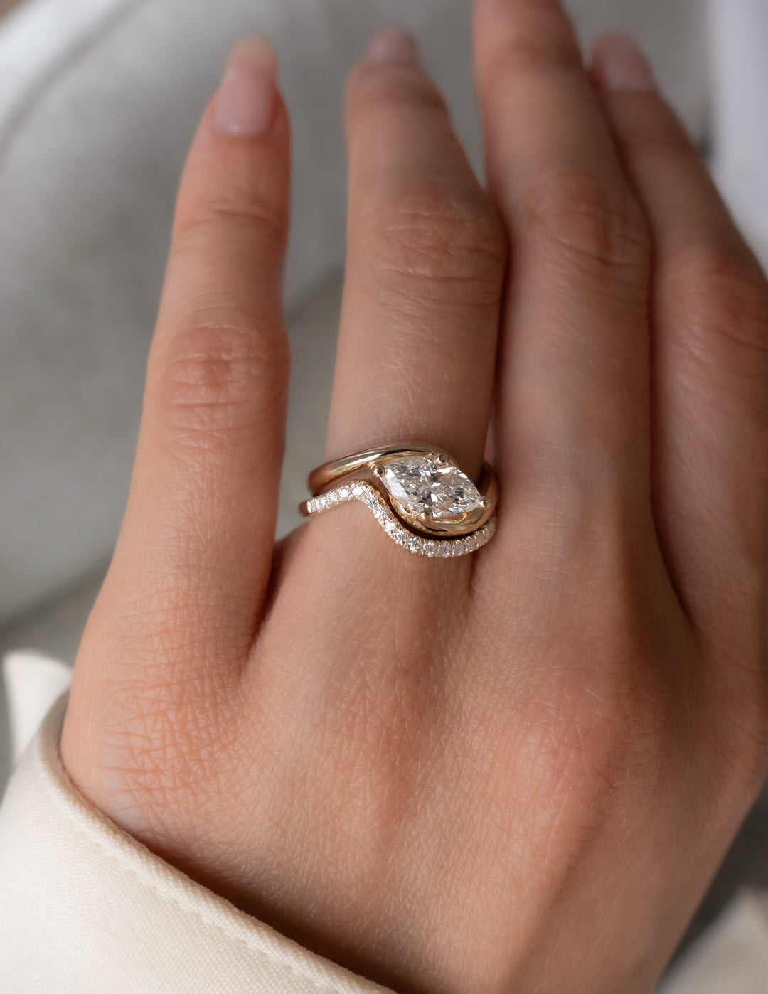 SET — MARQUISE Rapture Ring & Band – Cadette Jewelry