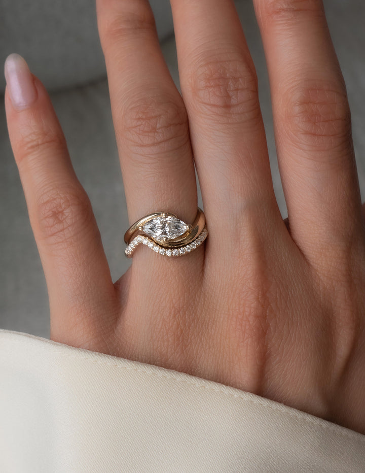 Cadette Marquise Rapture engagement ring.  Cadette Marquise Ocean Inspired Engagement Ring. Cadette Marquise Nature Inspired Engagement Ring.