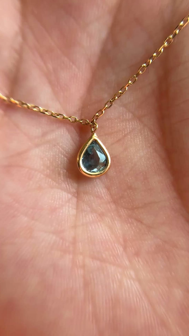 Natural Sapphire Necklace — 14k Gold