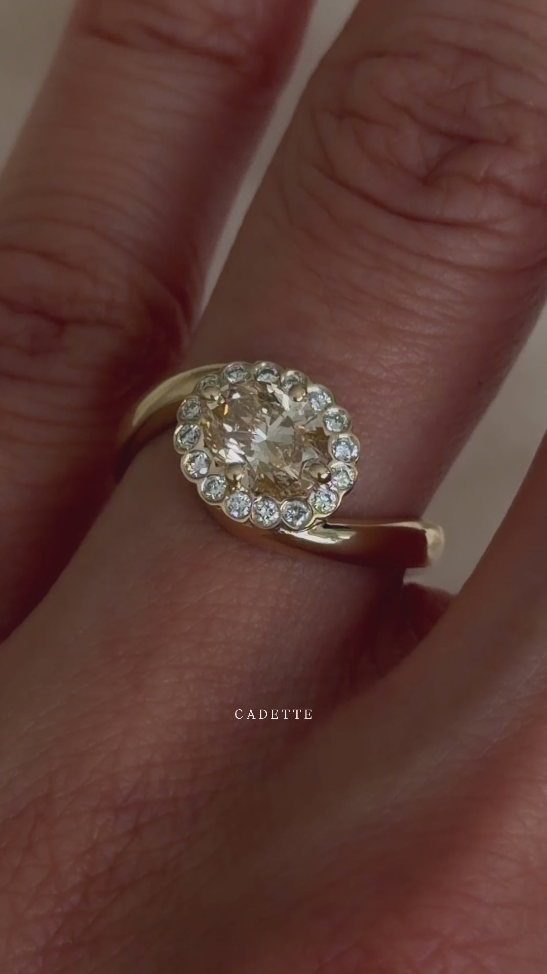 One-of-a-Kind — 1ct Natural Oval Champagne Diamond HALO Rapture Ring