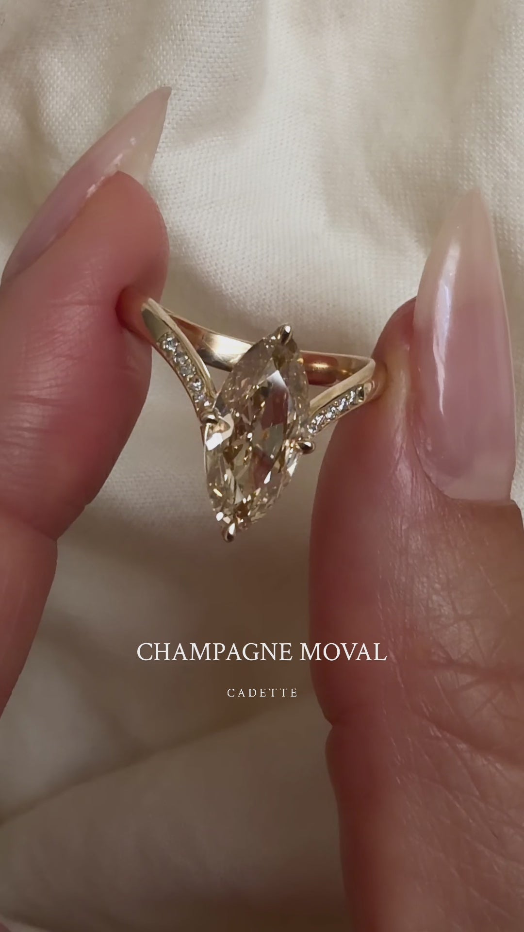 One-of-a-kind — 1.72ct Natural Champagne Diamond Moval Adorned Eve Ring