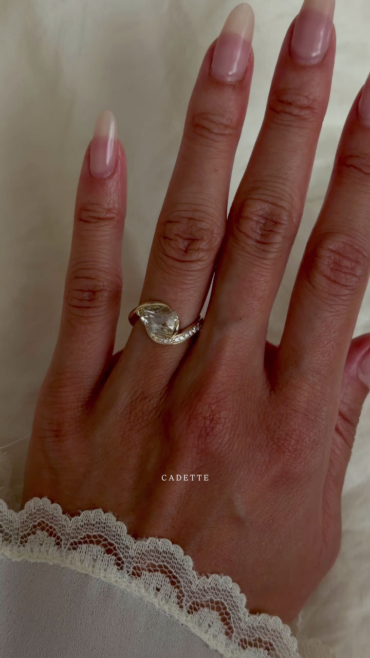 One-of-a-kind — 2ct Natural Champagne Diamond Pear Demi Pavé Rapture Ring