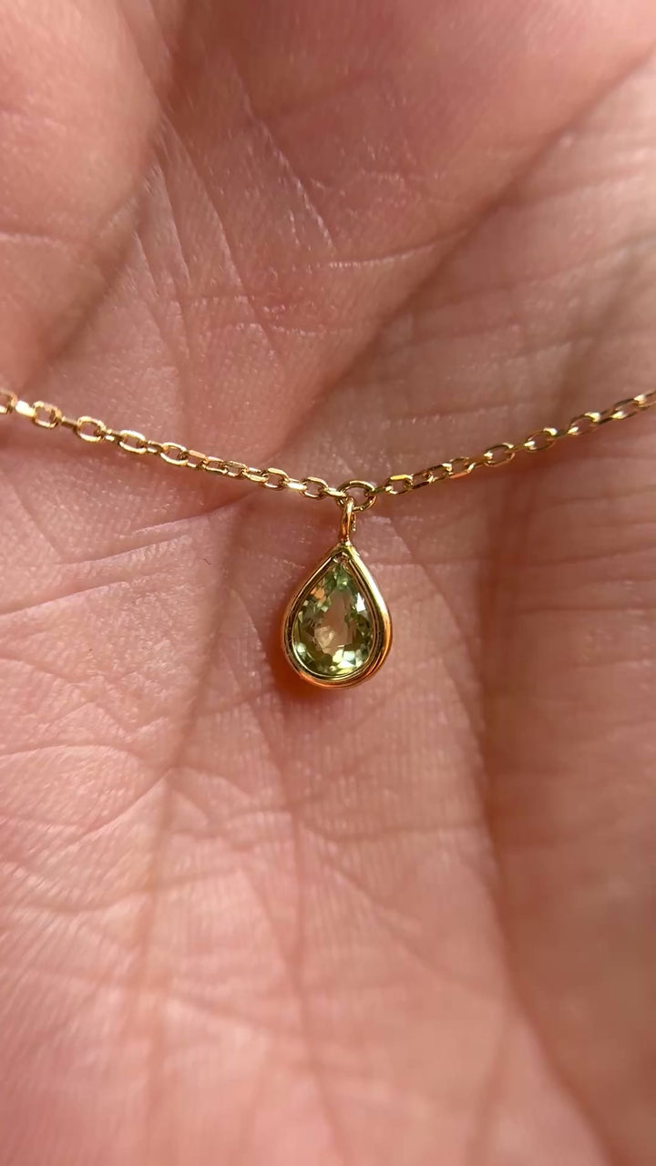 Natural Sapphire Necklace — 14k Gold