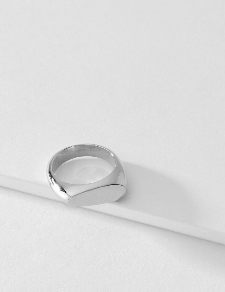 Silver Asymmetrical Signet Ring