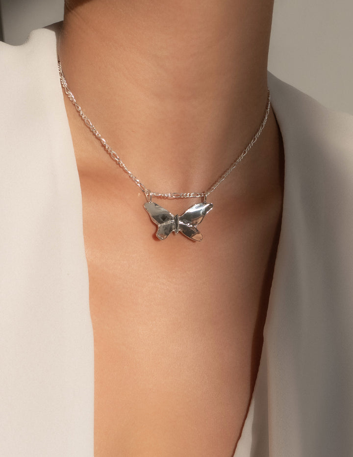 sterling silver butterfly pendant necklace