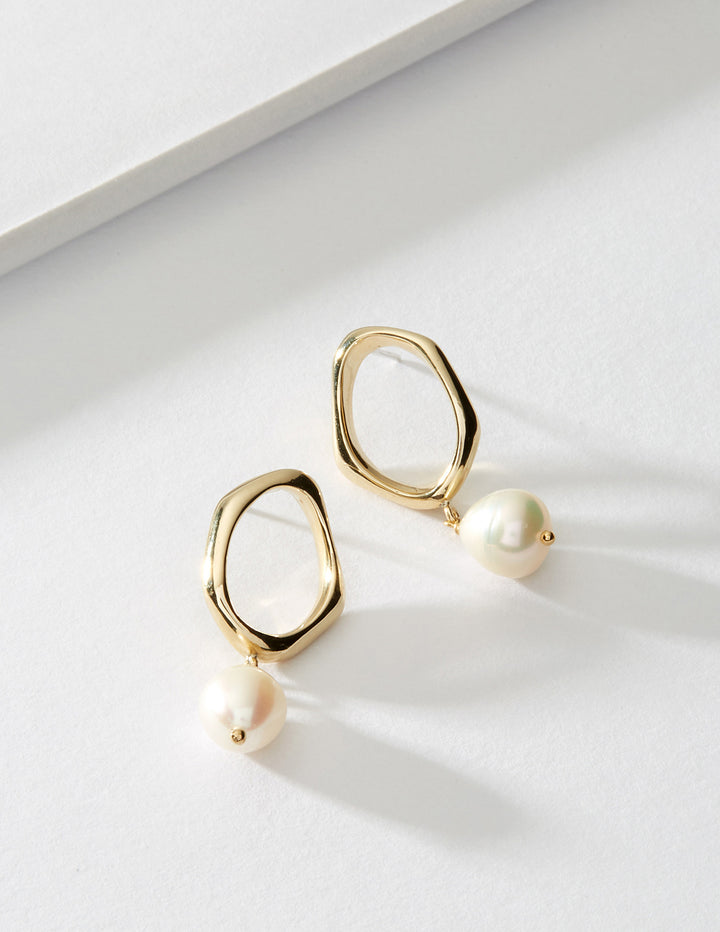 modern and organic pearl drop earrings