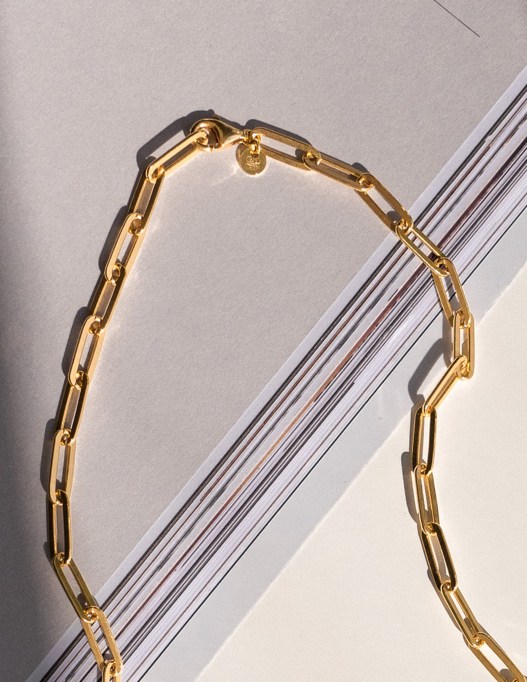 Gold bold paperclip chain necklace