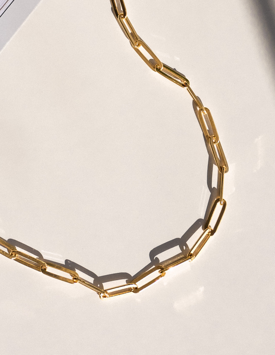 Gold bold paperclip chain necklace