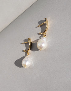 modern gold baroque pearl earrings