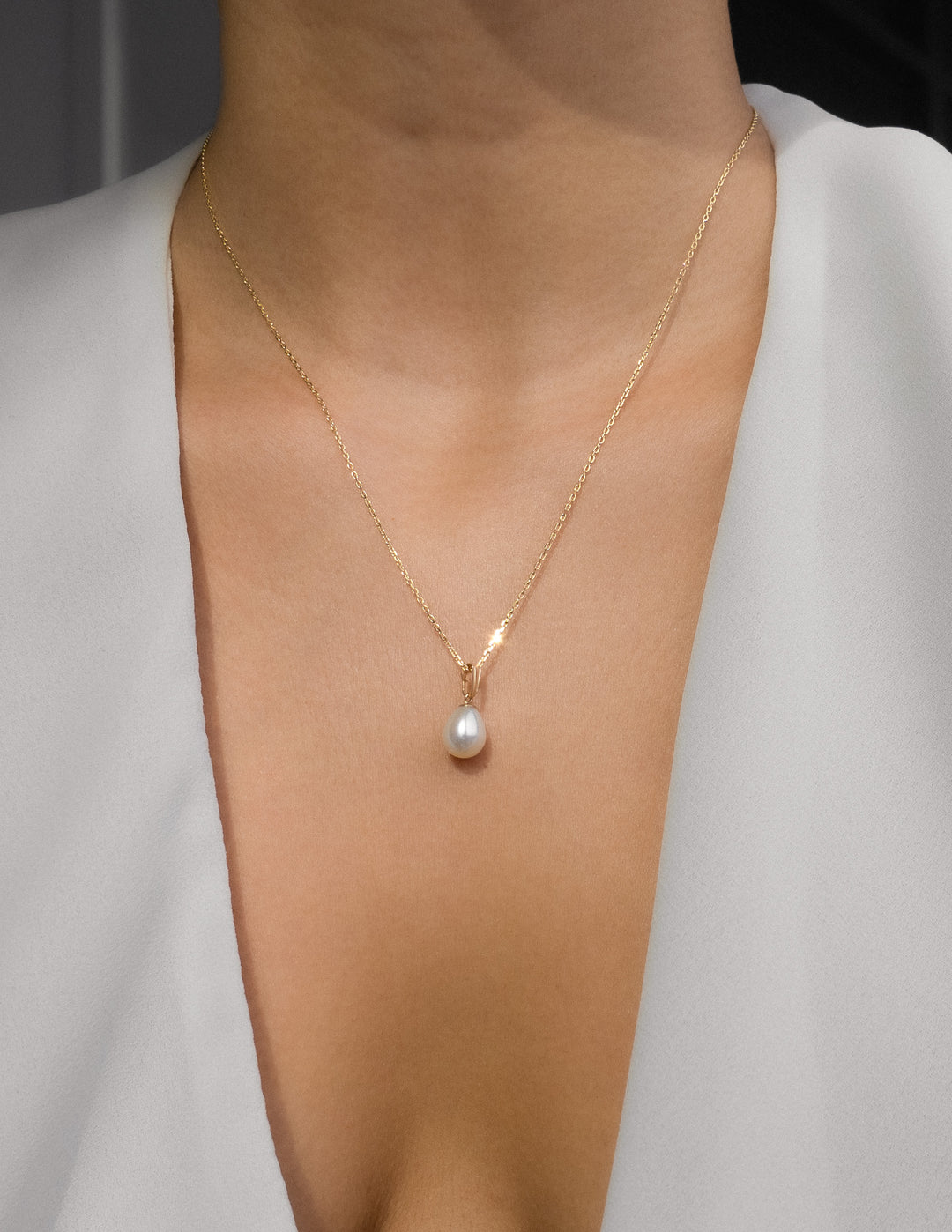 Pearl Charm Necklace in Gold